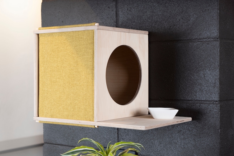 Wall Mounted Cat Perch Modern Cat Condo Cat Wall Bed Cat Etsy