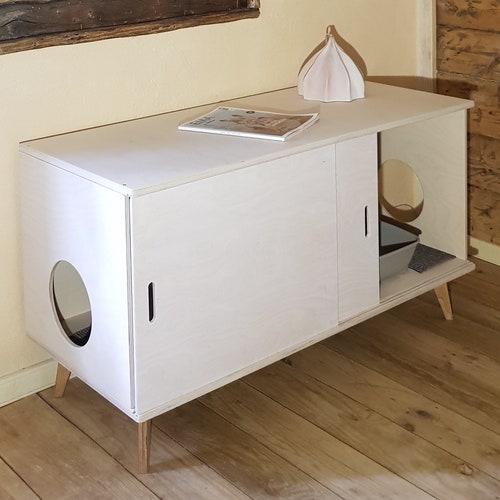 Deluxe Double Cat Litter Box Wood Furniture Etsy