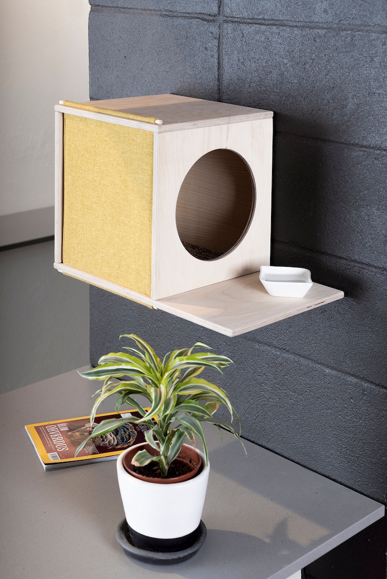 Wall Mounted Cat Perch Modern Cat Condo Cat Wall Bed Cat Etsy