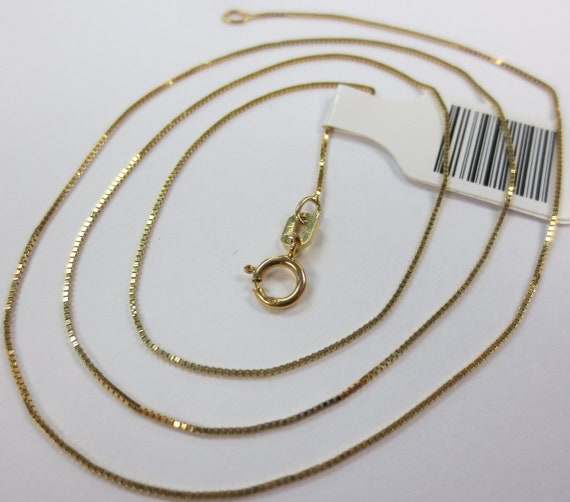Vintage 14K Gold Box Link Chain Necklace