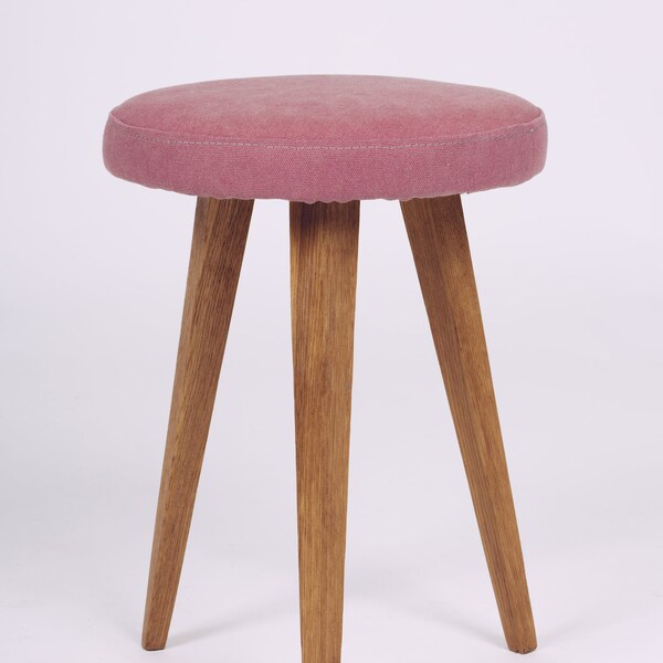 Round wooden stool, 60s