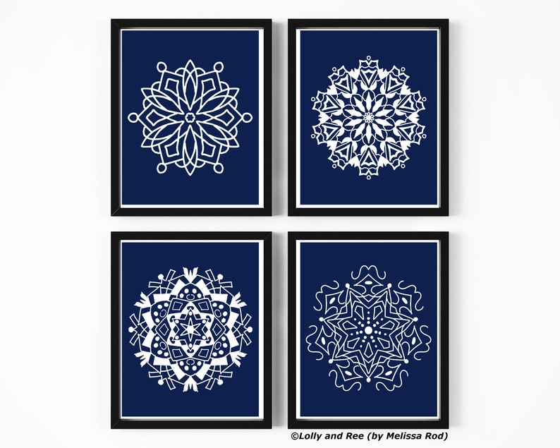 Navy Blue Wall Art Decor 11x14 Printable Art Set of 4 Etsy