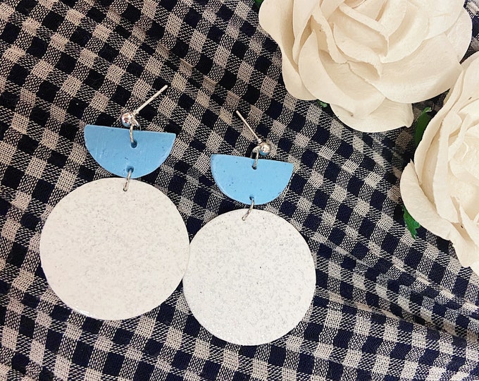 Polymer Clay Wood Earrings Statement Earrings