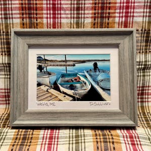 5x7 Frame.  Wells Harbor Docked Dinghies, Wells Maine