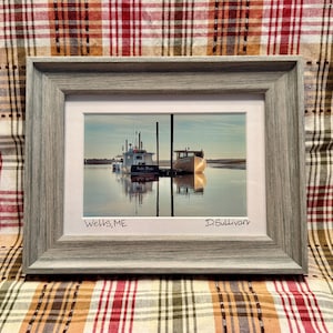 5x7 Frame.  Wells Harbor Fishing Boats, Wells Maine