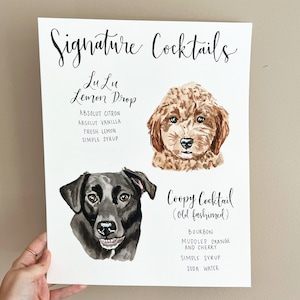 Custom Pet Signature Cocktail Wedding Menu