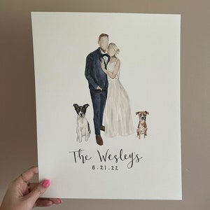 Watercolor Faceless Portrait Wedding Portrait