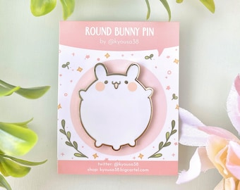 Round Bunny Friend Enamel Pin