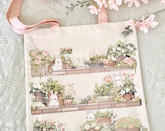 PREORDEN: Bunny Garden Tote - Bolsa de lona forrada