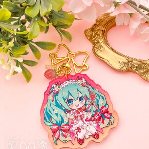 Erdbeere Hatsune Miku Keychain / Charme Bild 3