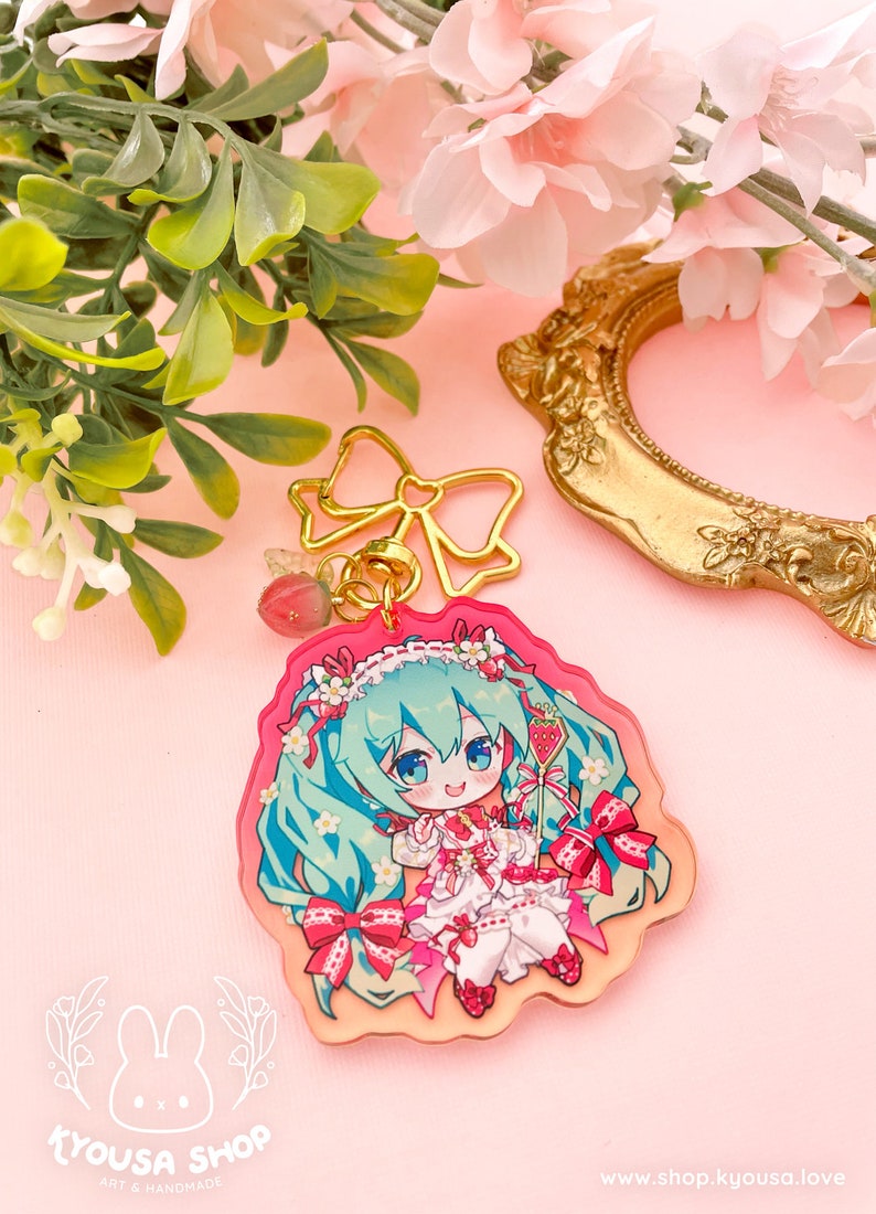 Erdbeere Hatsune Miku Keychain / Charme Bild 3
