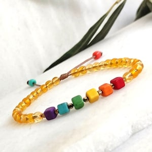 Braccialetto arcobaleno sottile, dettaglio citrino, gioielli con orgoglio significativo