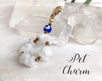 Clear Quartz Cat / Dog Jewelry, Pet Collar Charm, Crystal Pet Pendant, April Birthstone Pet Collar charm, Horses Birthstone Collar Charm