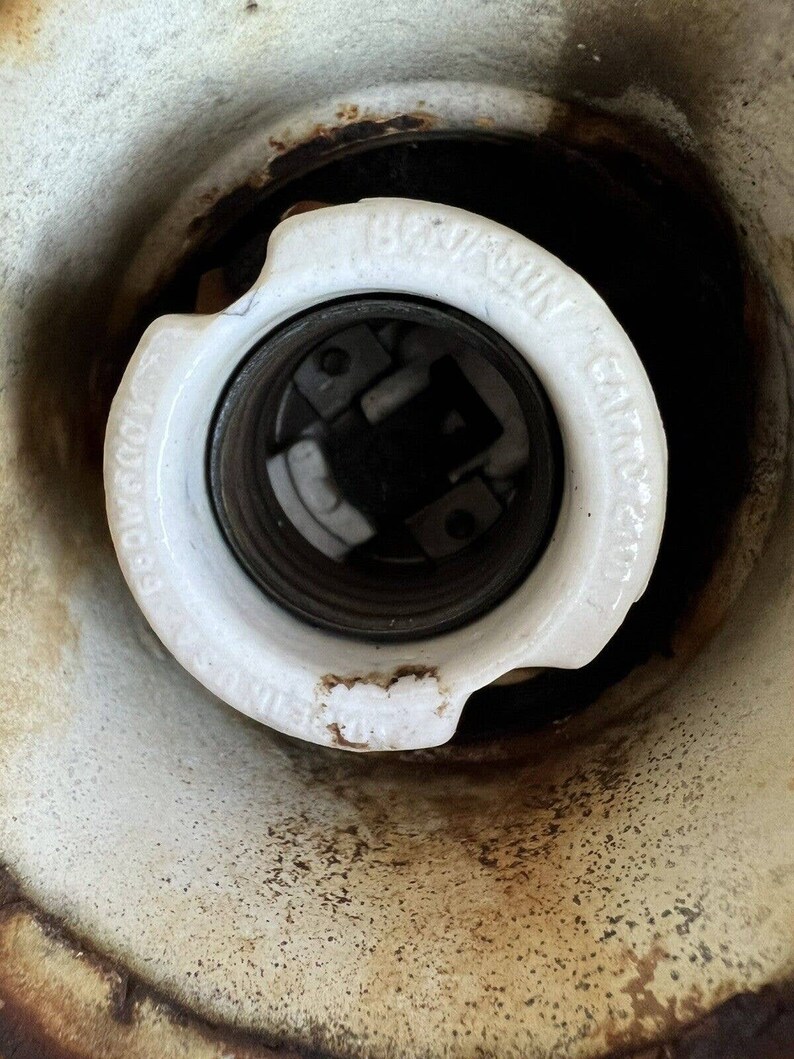 Vintage Gas Station Gas Pump Light Fixture Pole Angled Green Porcelain