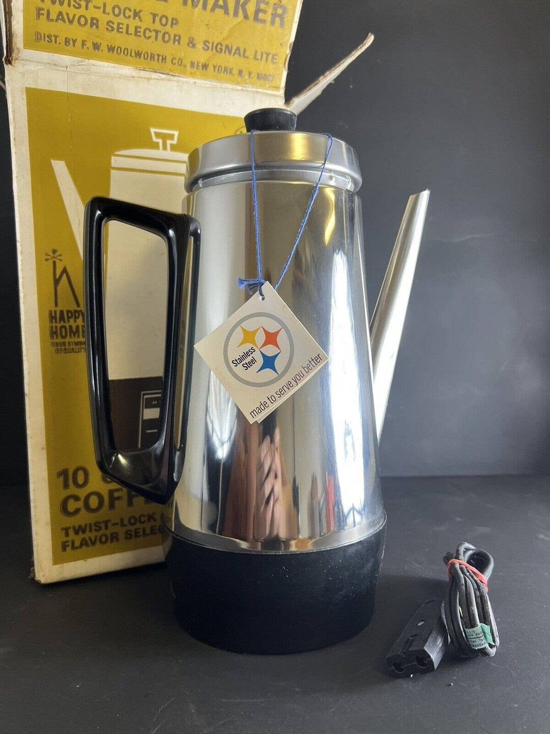 Vintage Woolworth 10 Cup Coffee Maker 70s Stainless Steel New Etsy