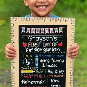 First Day of School Sign, First Day of Kindergarten Sign, 1st Day of Preschool, Back to School Chalkboard, Reusable, First and Last Day Sign