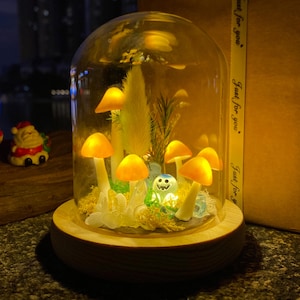 Cherish the Present - Handmade Mushroom Lamp | Orange Mushroom Night Light | Original Decorative Forest Lamp | Christmas Gift Lamp