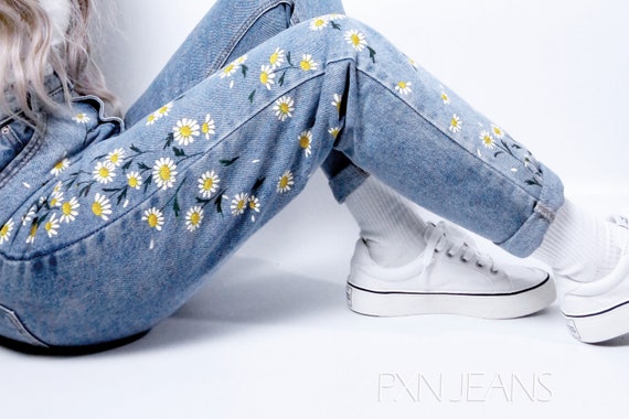Painted Jeans Daisy Floral Painted 