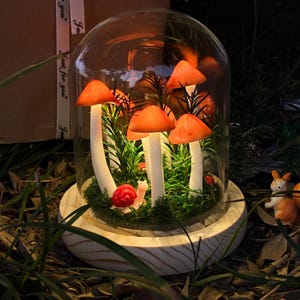 Handmade Red Mushroom Lamp | Whimsical Snail & Mushroom Night Light | Glowing Fairy Forest Magic | Fairy Lights | Gift Light | Birthday Gift