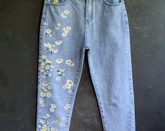 painted flower pants