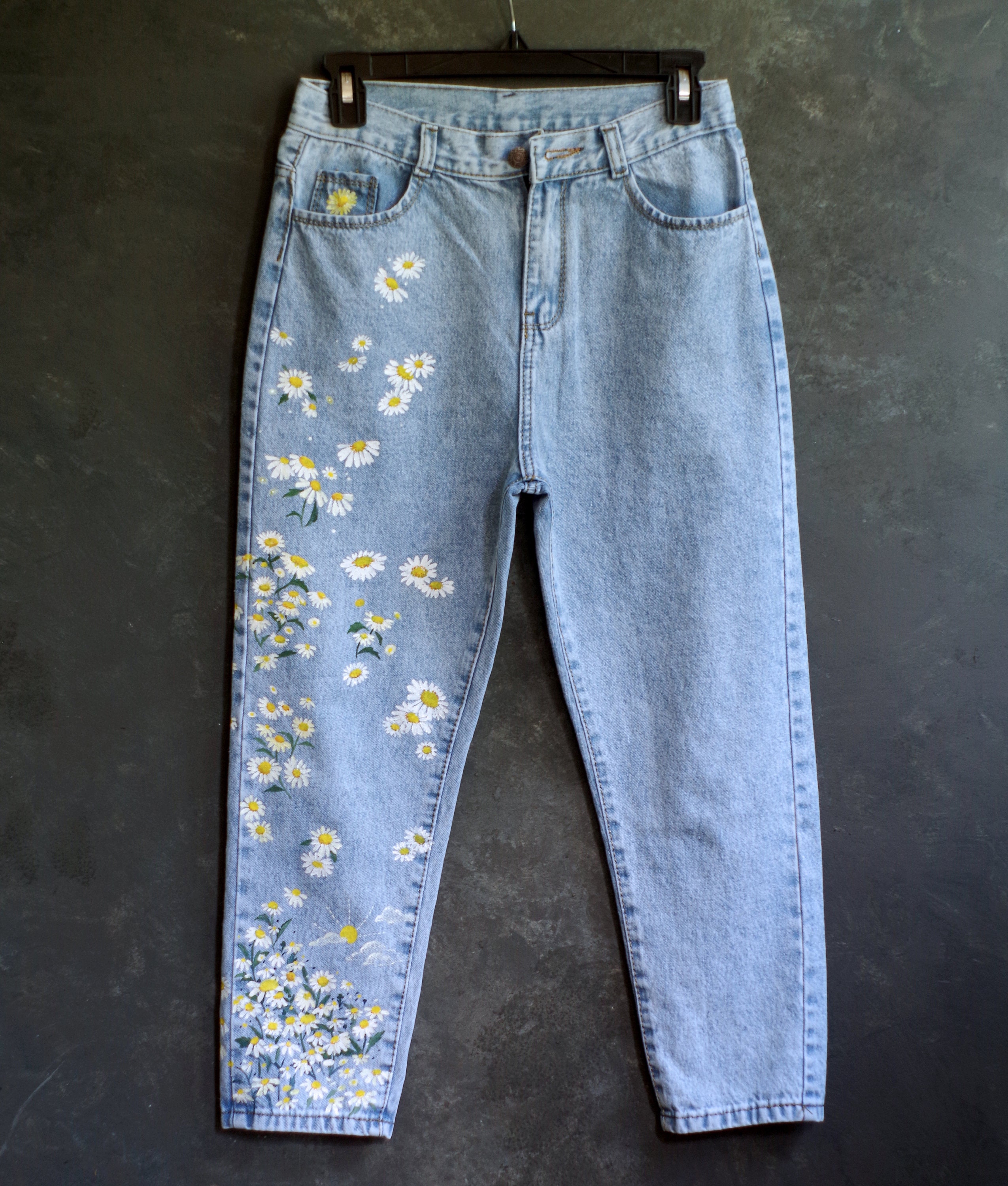 Painted Jeans Daisy Floral Painted Denim Be Amazing -  Canada