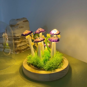 Purple Mushroom Lamp/Forest Purple Mushroom/ Mushroom Decor /Handmade Retro Mushroom Lamp/Handmade Gift/Mother&#39;s Day Gifts