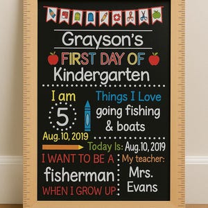 First Day of School Sign, First Day of Kindergarten Sign, 1st Day of Preschool, Back to School Chalkboard, Reusable, First and Last Day Sign