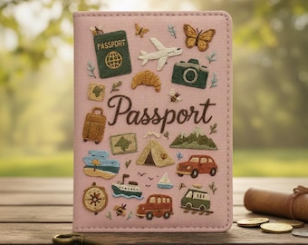 Funda de lino personalizada para pasaporte, porta pasaporte bordado, cartera de viaje para boda, luna de miel, regalo personalizado para viajeros, regalo de San Valentín.