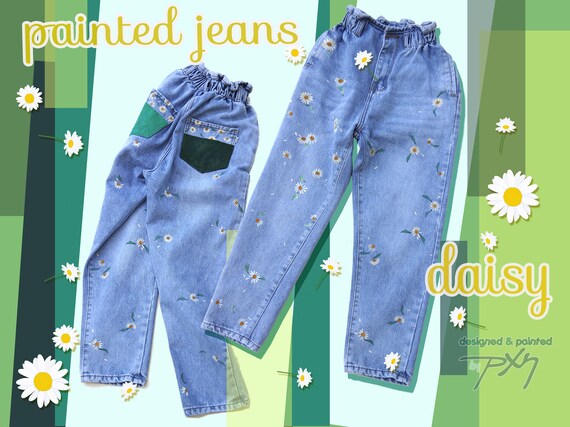 Painted Jeans Daisy Floral Drawstring 