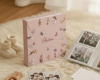 Álbum de fotos para bebé bordado a mano con fundas, álbum de fotos personalizado, regalo de aniversario, regalo para bebé, álbum de fotos único, álbum de fotos para bebé