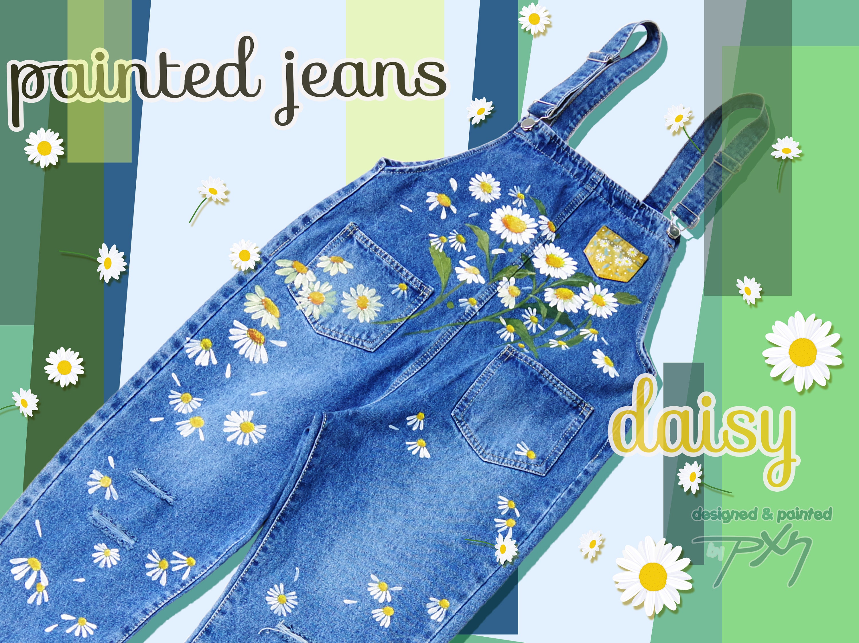 Daisy painted jeans best sale