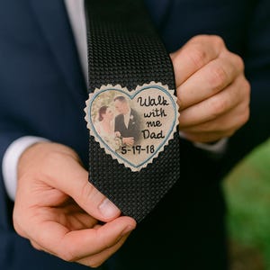 Custom Portrait. Father of the Bride. Father of the Bride gift. Gift for Dad. Tie Patch. Mens tie. Hand Stitched Wedding Tie Patch.