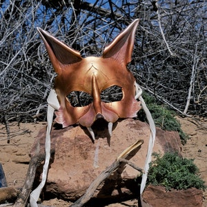 Genuine leather golden fox mask