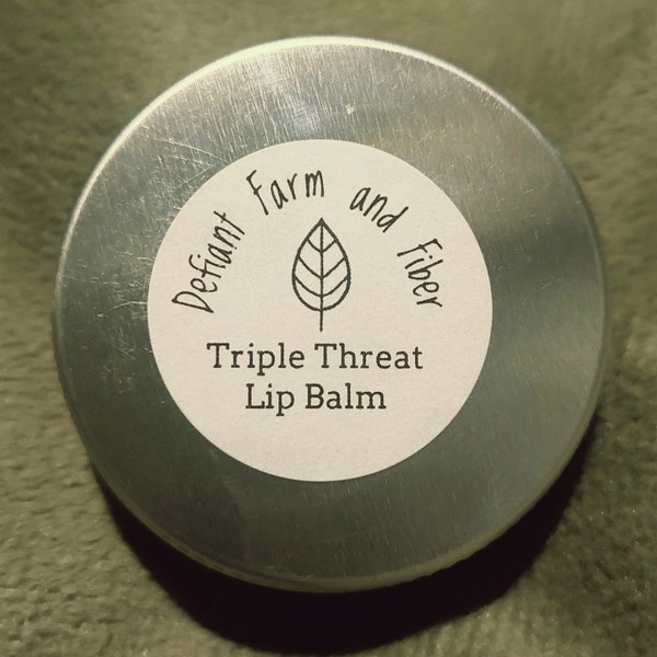 LIP BALM "Triple Threat" : For Dry, Chapped, Cracked Lips - Skin Repair - Body Butter - Cream - All Natural Plant-based Ingredients - Winter