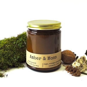 Amber & Moss Soy Candle - Hand Poured in Oregon; Forest Meadow