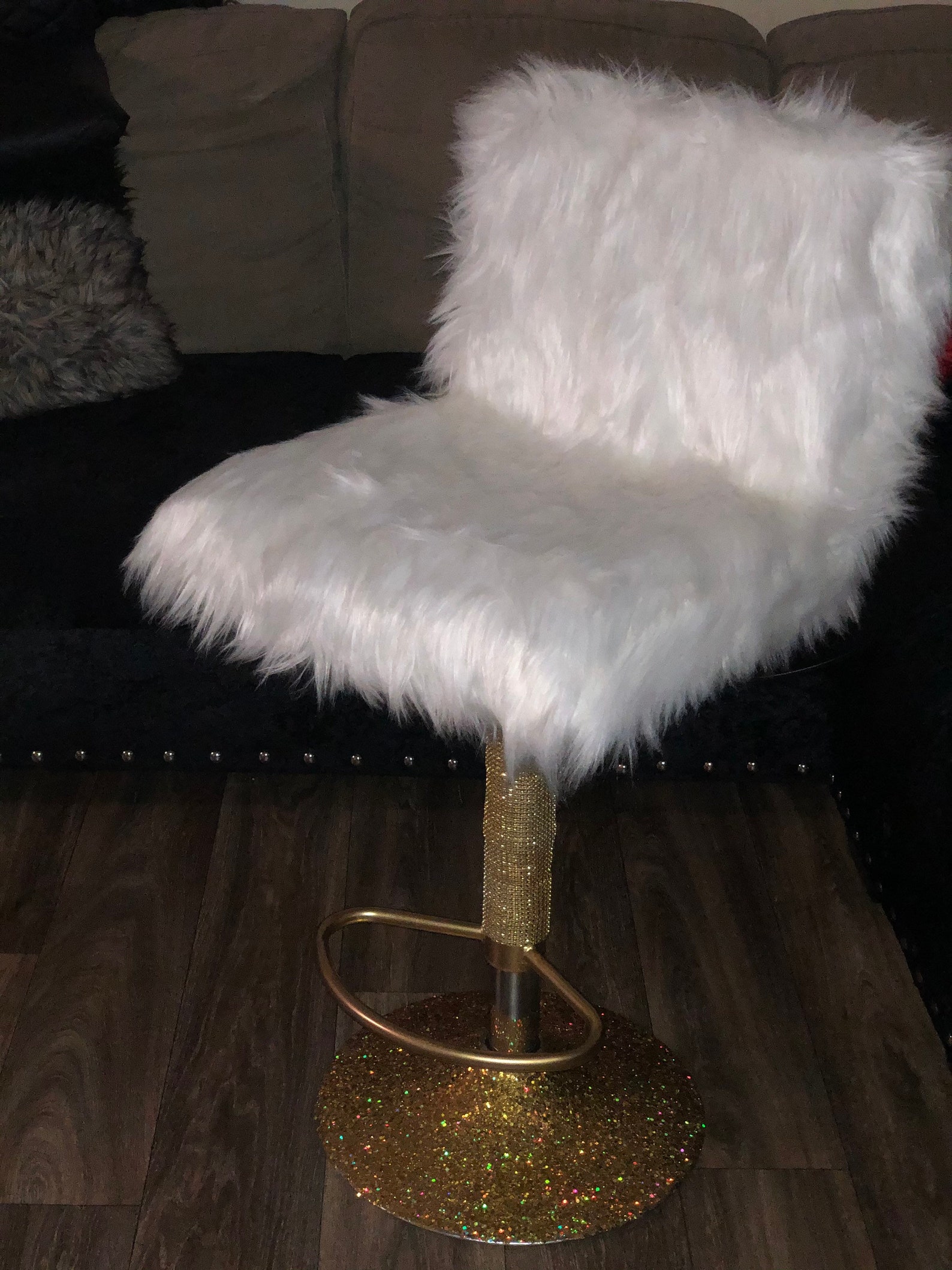 Custom Made Faux Fur Vanity Chair Etsy
