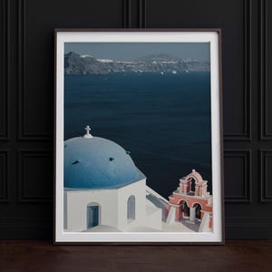 Impression de Santorin, Grèce, art mural de Santorin, impression d&#39;Oia, Grèce, art méditerranéen, affiche de voyage en Grèce, affiche de voyage de Santorin, moderne