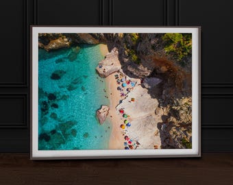 Impresión de verano de Cerdeña, Italia, costa de Cerdeña, Brunei, sur de Italia, impresión de playa, impresión costera de Italia, póster de verano europeo, arte de pared de playa de Cerdeña