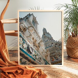 Bangkok Temple Wat Arun Print Buddhist Wall Art Temple Photography Thai Temple Travel Wall Art White Thailand Wat Buddhist Decor