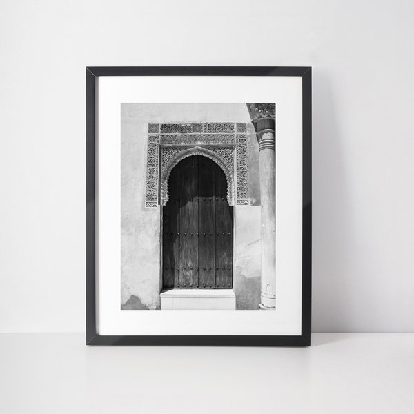 Granada Spain Print - Alhambra - Islamic Art - Moorish Architecture - Spain Wall Art - Black and White