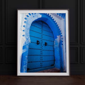 Chefchaouen Morocco Print Blue Pearl Door Photograph  Moroccan Wall Art Travel Print Morocco Home Decor Morocco Architecture Print