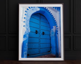 Chefchaouen Morocco Print Blue Pearl Door Photograph  Moroccan Wall Art Travel Print Morocco Home Decor Morocco Architecture Print