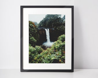 Hawaii Waterfall Print Rainbow Falls Big Island Photo Tropical Waterfall Rainforest Decor Nature Print Hawaii Wall Art Jungle Photography