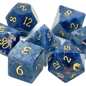 Gemstone - Bluestone - Old School 7 Piece DnD RPG Dice Set