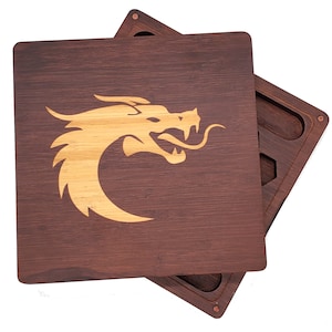 Ultimate Player&#39;s Wooden Vault - Dark Brown - RPG Dice Storage Case & Rolling Tray