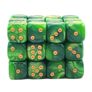 Vorpal - Green Splash w/ Gold 36ct 12mm D6 Dice Set