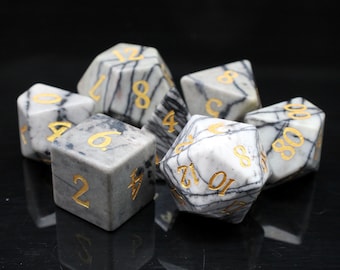 Gemstone - Web Jasper - Old School 7 Piece DnD RPG Dice Set