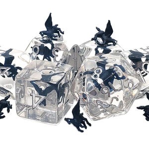 Infused - Blue Pegasus - Old School 7 Piece DnD RPG Dice Set
