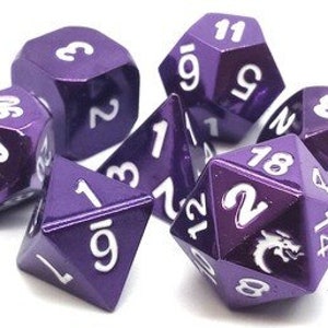 Halfling Forged - Electric Purple - Old School 7 Piece Dnd Rpg Metal Dice Set
