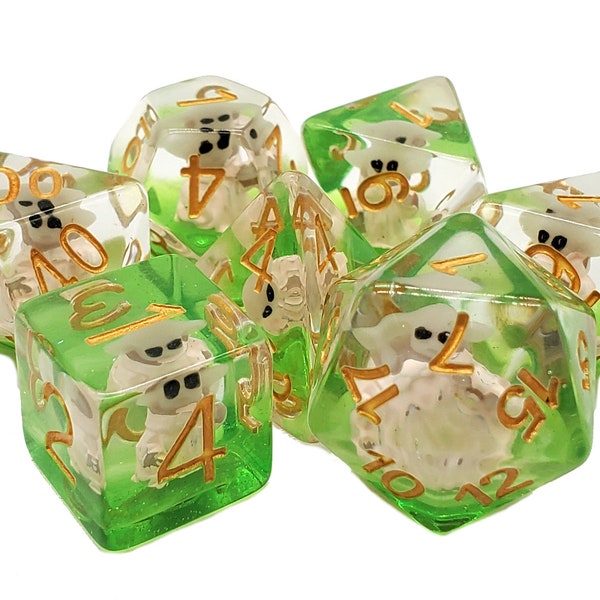 Infused - Baby Goblin - Old School 7 Piece DnD RPG Dice Set